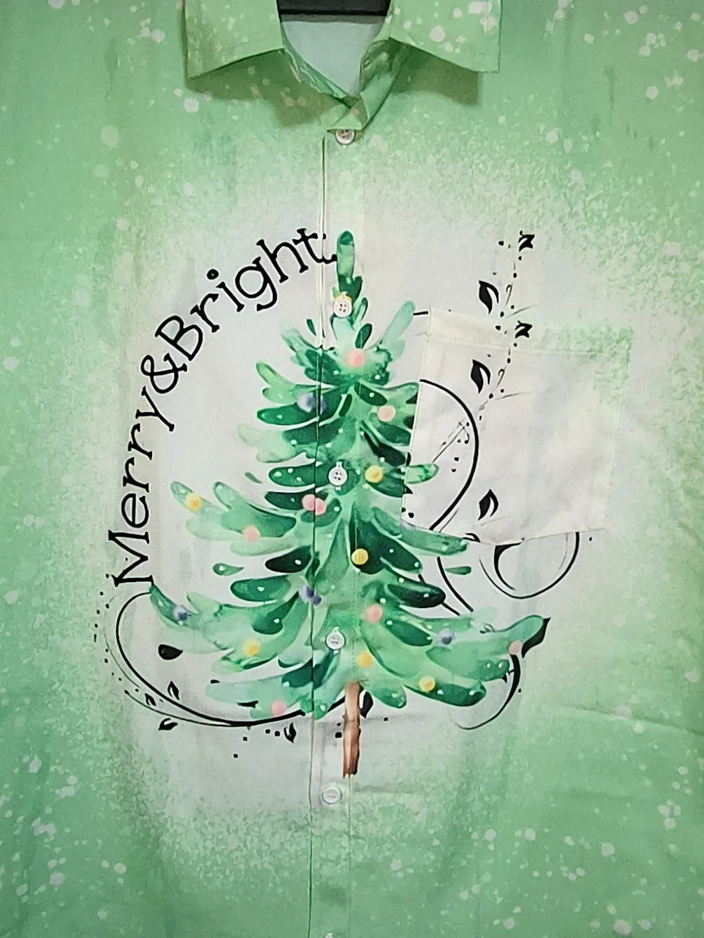 Christmas Merry and bright  Mint Green 2XL Shirt Casual Short Sleeve. WS 192